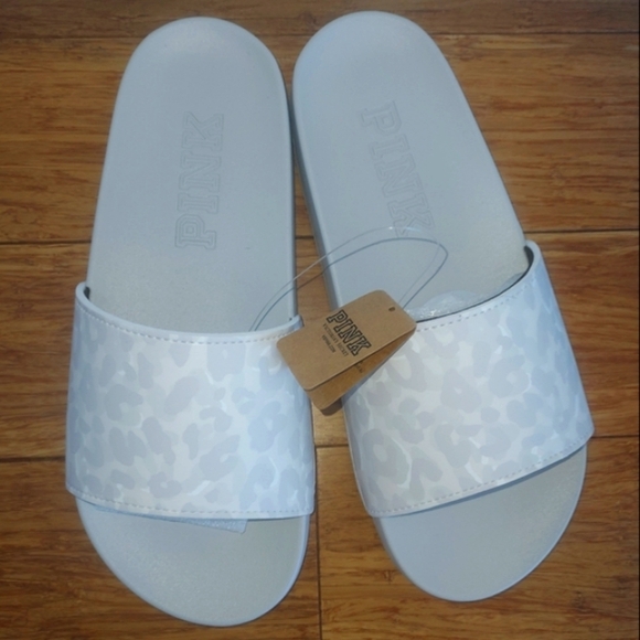 🤍 Victoria's Secret PINK open toe leopard slides size Small - Picture 2 of 6
